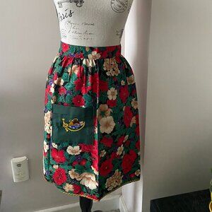 Vintage Christmas Apron With Floral Pattern